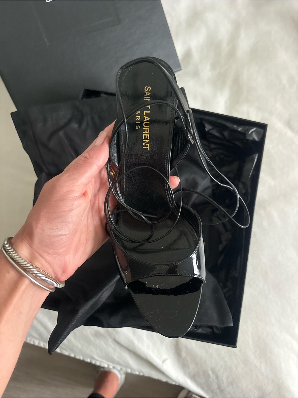 Strappy Black YSL heels
